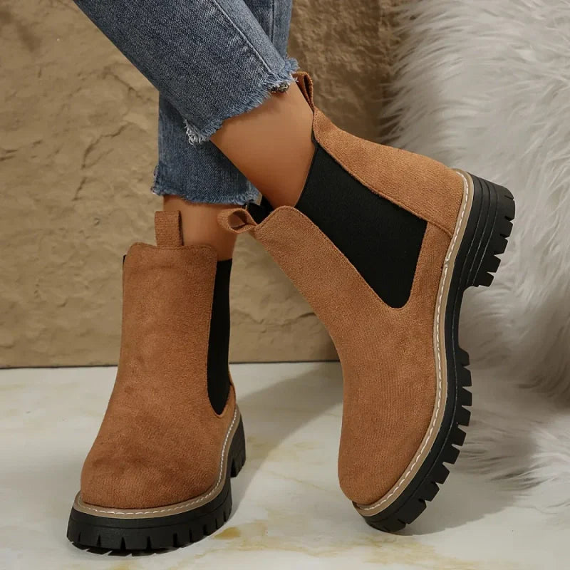 🍂Women's Solid Elastic Low Heel Ankle Boots