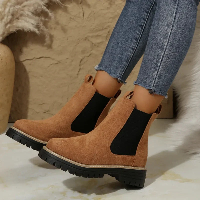 🍂Women's Solid Elastic Low Heel Ankle Boots