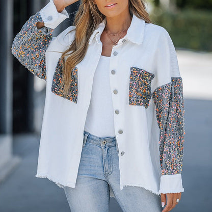🔥Hot Sale 49% OFF⏳Women's Trendy Sequin Patchwork Coat with Raw Hem
