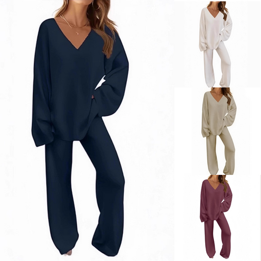 💜 LAST DAY PROMOTION - 50%OFF 💜Women's V-Neck Long Sleeve Sweater & Pants Set