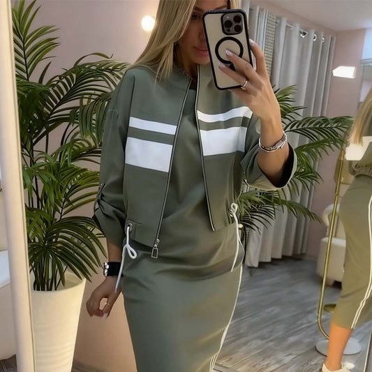 ⏳Time-limited Special⏰Women's Stand Collar Jacket & Dress Set