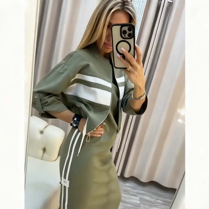 ⏳Time-limited Special⏰Women's Stand Collar Jacket & Dress Set