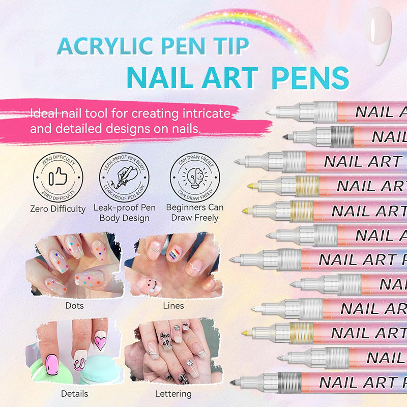 ✨12-color professional nail art pen set
