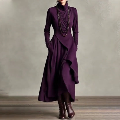 【📍Exquisite Collection📍】Women's Elegant High-Neck Asymmetrical Draped Maxi Dress