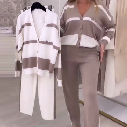 💕Fashionable striped comfortable casual two-piece set for women