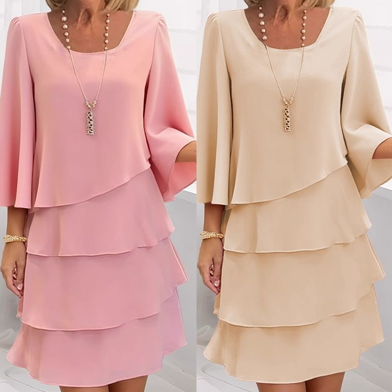 💃LAST DAY SAEL 60% OFF!!✨Women's Tiered Ruffle Dress with Flared Sleeves