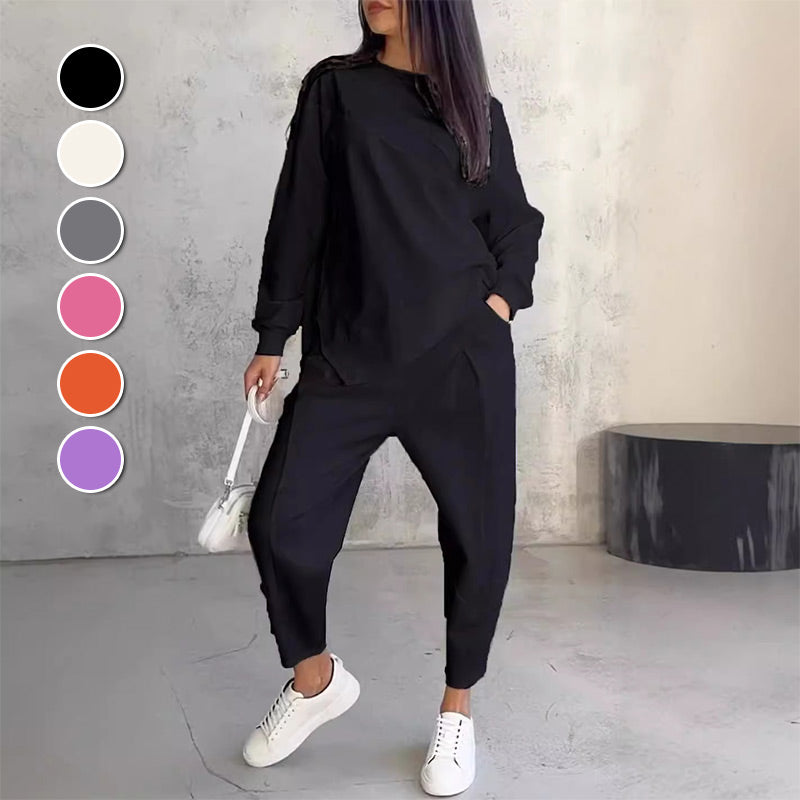 ⏰ Now only 50% off!🔥Women Long-Sleeve Irregular Hem Sweatshirts & Pants Set