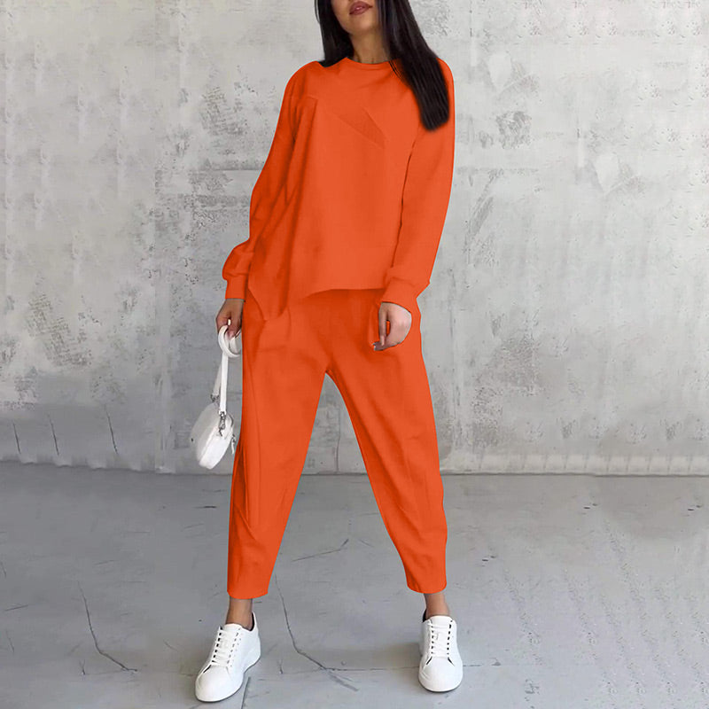 ⏰ Now only 50% off!🔥Women Long-Sleeve Irregular Hem Sweatshirts & Pants Set