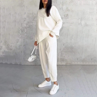 ⏰ Now only 50% off!🔥Women Long-Sleeve Irregular Hem Sweatshirts & Pants Set