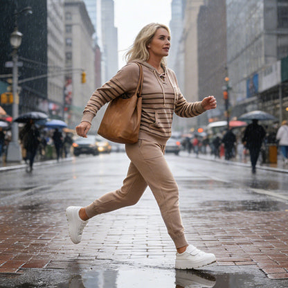 Casual Striped Top & Ankle-Length Pants Set