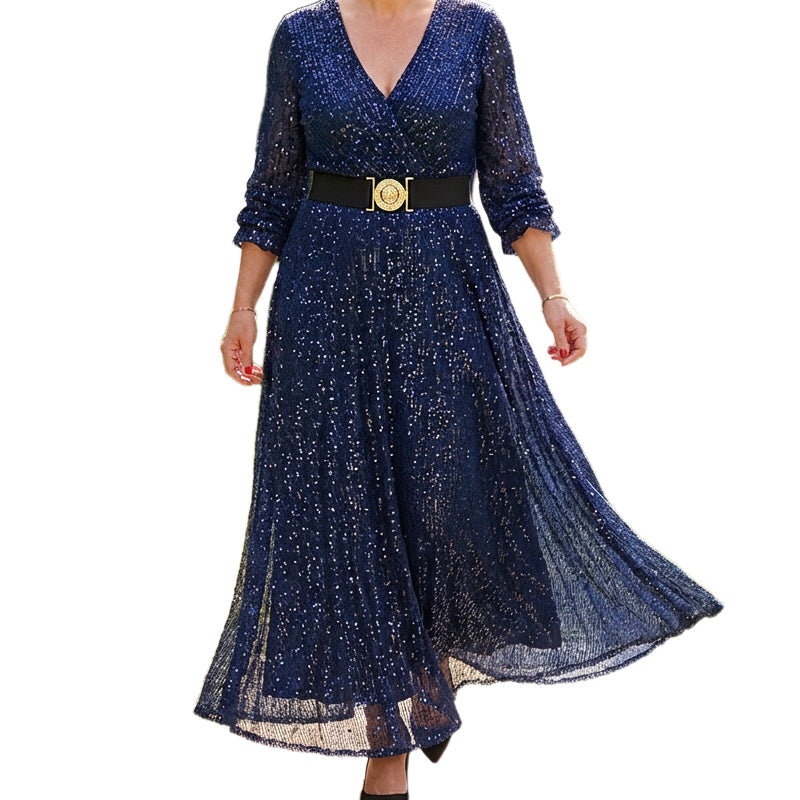 Women's Sparkly V-Neck Maxi Dress