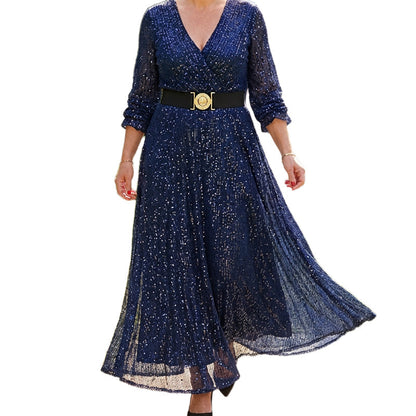 Women's Sparkly V-Neck Maxi Dress