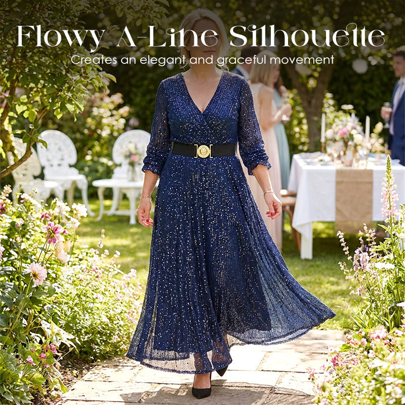 Women's Sparkly V-Neck Maxi Dress
