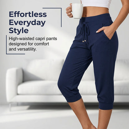 🌿🧶 Drawstring Waist Cropped Sweatpants for Lounging 🏠💤