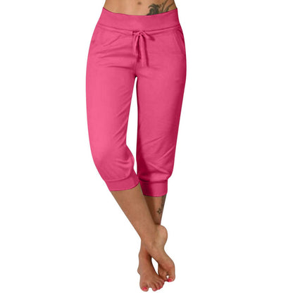 🌿🧶 Drawstring Waist Cropped Sweatpants for Lounging 🏠💤