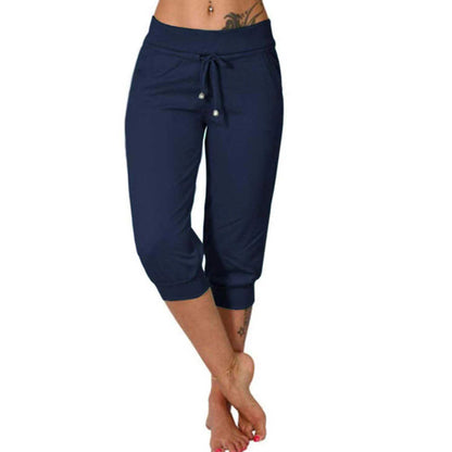 🌿🧶 Drawstring Waist Cropped Sweatpants for Lounging 🏠💤