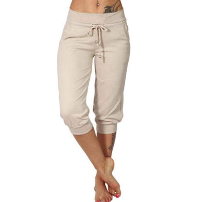 🌿🧶 Drawstring Waist Cropped Sweatpants for Lounging 🏠💤