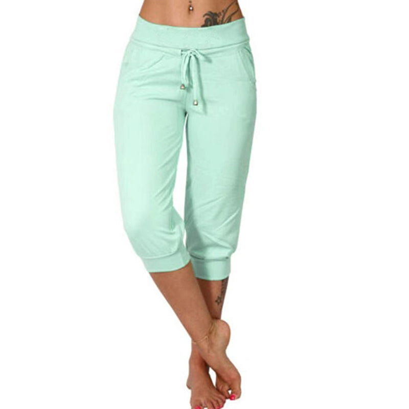 🌿🧶 Drawstring Waist Cropped Sweatpants for Lounging 🏠💤