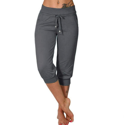 🌿🧶 Drawstring Waist Cropped Sweatpants for Lounging 🏠💤