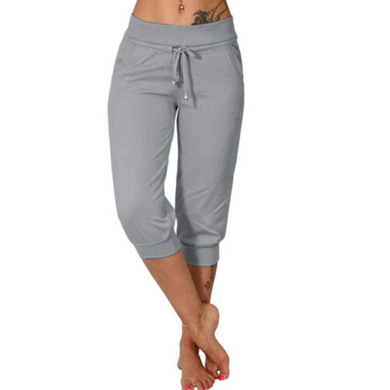 🌿🧶 Drawstring Waist Cropped Sweatpants for Lounging 🏠💤