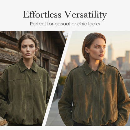 🧥 50% OFF NOW! ✨ Women's Suede-Like Cropped Bomber Jacket – Soft Fabric, Modern Silhouette & Versatile Style 👜