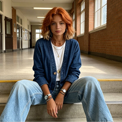 🎁New Arrival 50% OFF💥Women's Classic Button Front Denim Jacket🧥