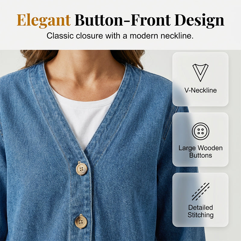 🎁New Arrival 50% OFF💥Women's Classic Button Front Denim Jacket🧥