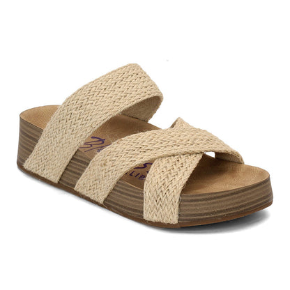 Women's Wedge Sandals – Criss-Cross Strap, Slip-On, Comfortable