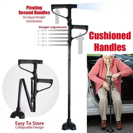 🔥💥 Aluminum Alloy LED Light Anti-Skid Folding Walking Stick 💥👵