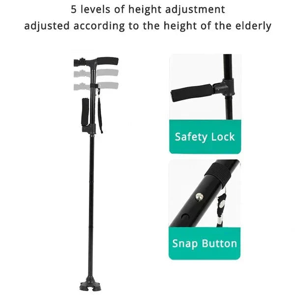 🔥💥 Aluminum Alloy LED Light Anti-Skid Folding Walking Stick 💥👵