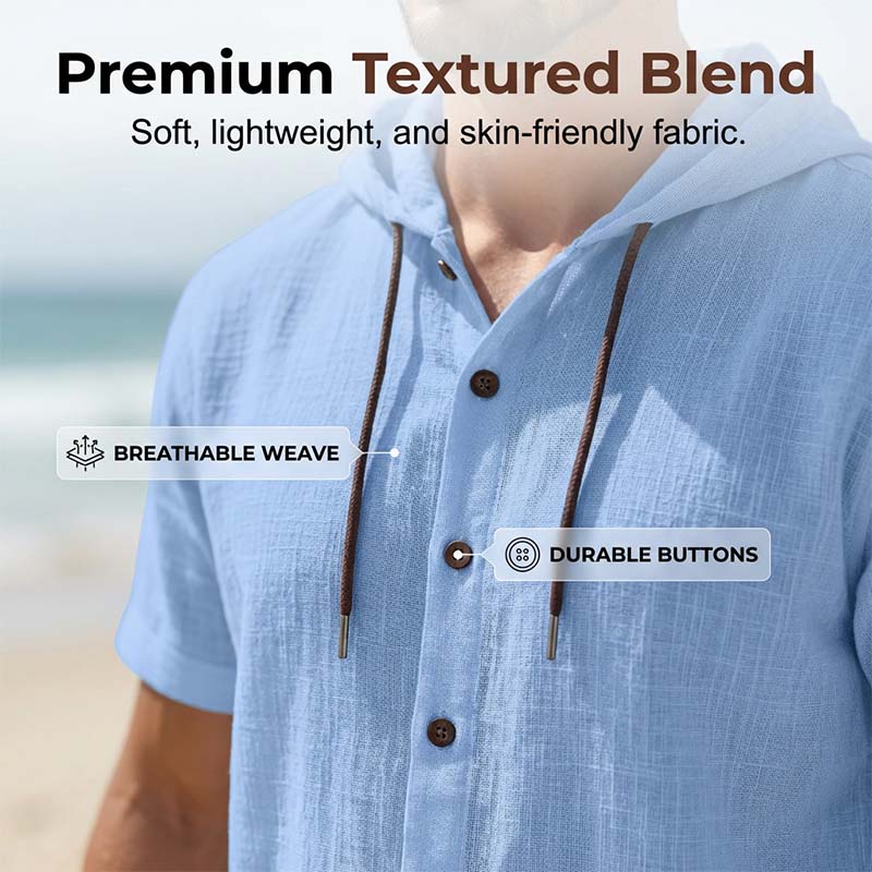 🔥2026 New Arrival ＆ Hot Sale ＆ 50％ Off🔥Men's Casual Short Sleeve Hoodie Shirt