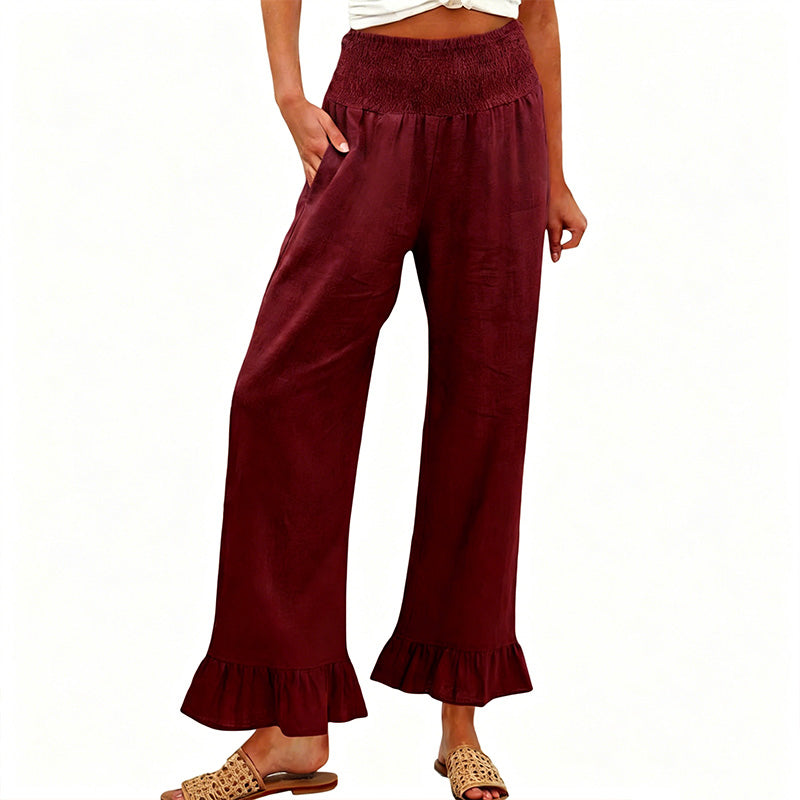 ⏰🔥LIMITED TIME 50% OFF! 🌿 Boho Style Ruffle Trim Lounge Pants for Women – Flowy, Comfortable & Perfect for Relaxed Chic Looks ✨💃