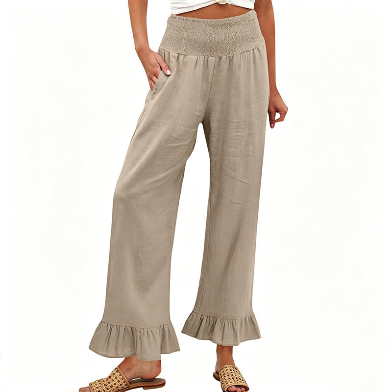 ⏰🔥LIMITED TIME 50% OFF! 🌿 Boho Style Ruffle Trim Lounge Pants for Women – Flowy, Comfortable & Perfect for Relaxed Chic Looks ✨💃