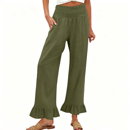 ⏰🔥LIMITED TIME 50% OFF! 🌿 Boho Style Ruffle Trim Lounge Pants for Women – Flowy, Comfortable & Perfect for Relaxed Chic Looks ✨💃