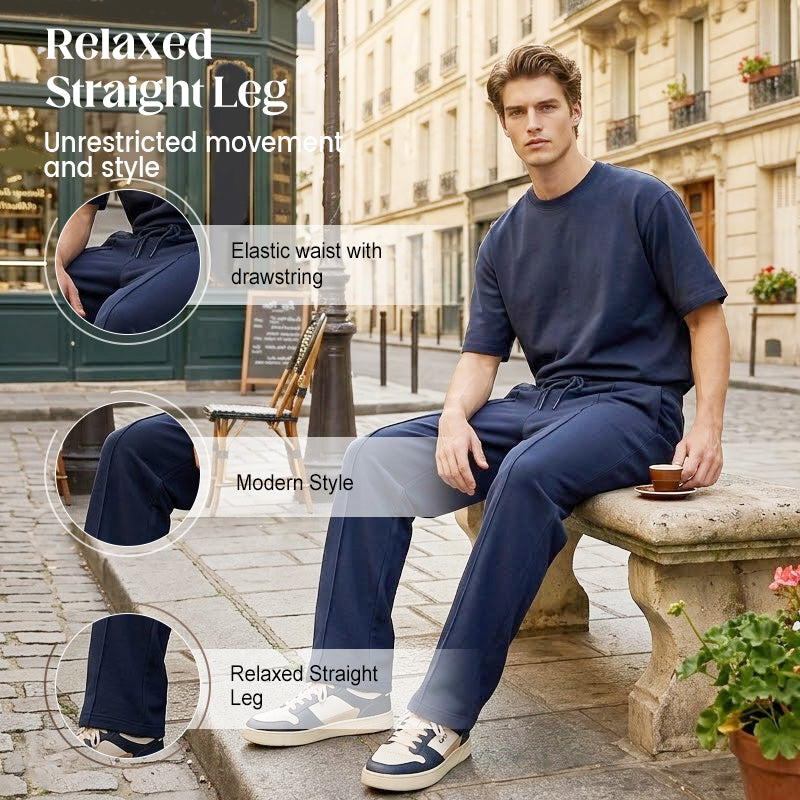 📢📢40% OFF !! ⏰Men's Elastic Waist Drawstring Straight Leg Pants