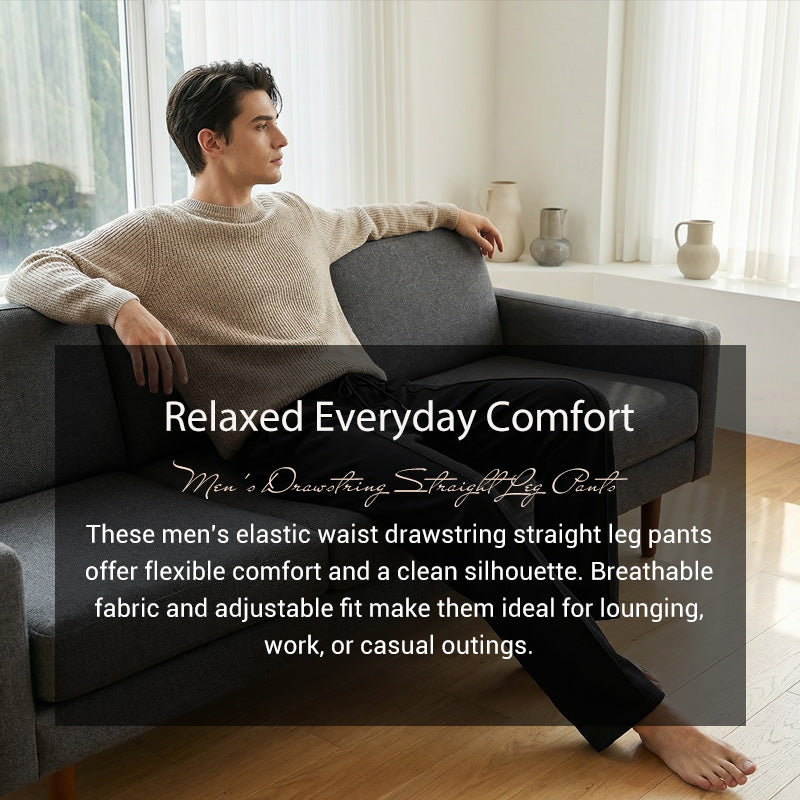 📢📢40% OFF !! ⏰Men's Elastic Waist Drawstring Straight Leg Pants