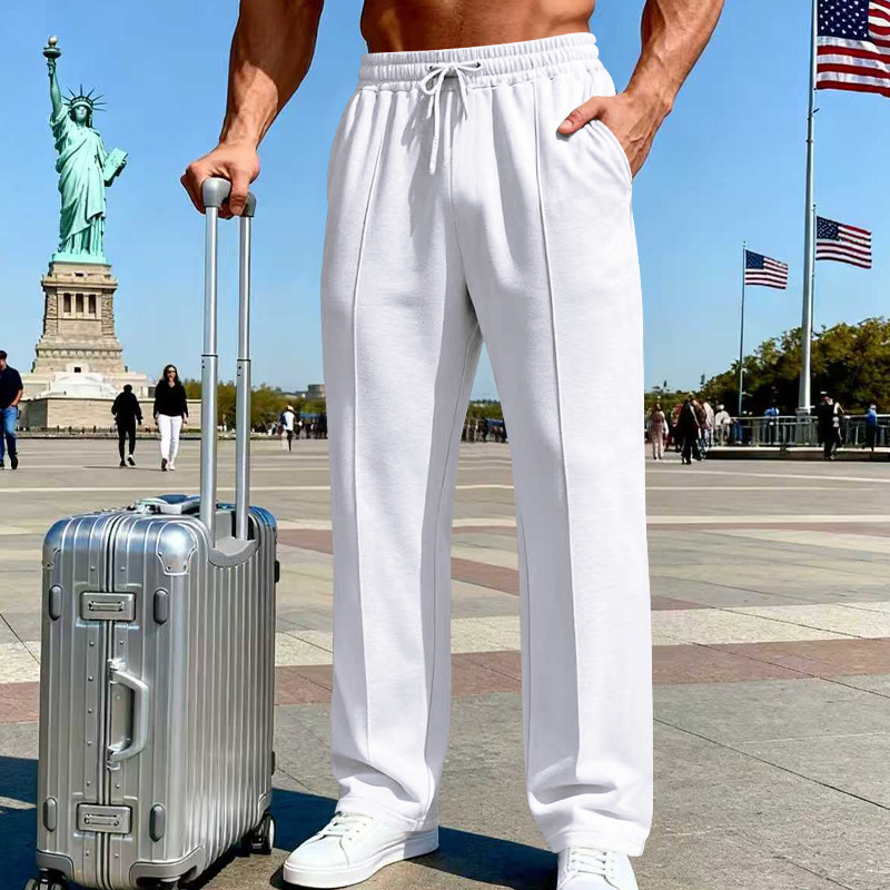 📢📢40% OFF !! ⏰Men's Elastic Waist Drawstring Straight Leg Pants