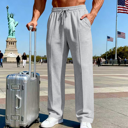 📢📢40% OFF !! ⏰Men's Elastic Waist Drawstring Straight Leg Pants