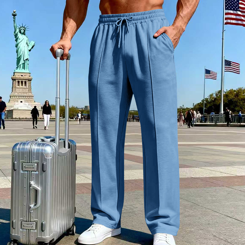 📢📢40% OFF !! ⏰Men's Elastic Waist Drawstring Straight Leg Pants