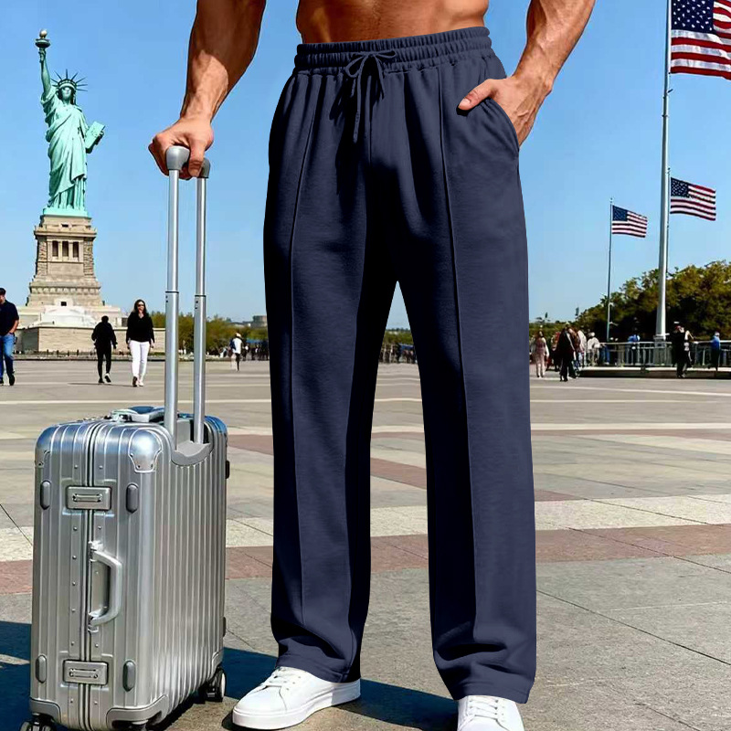 📢📢40% OFF !! ⏰Men's Elastic Waist Drawstring Straight Leg Pants