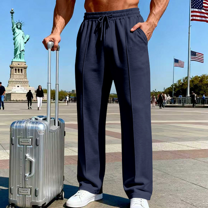 📢📢40% OFF !! ⏰Men's Elastic Waist Drawstring Straight Leg Pants