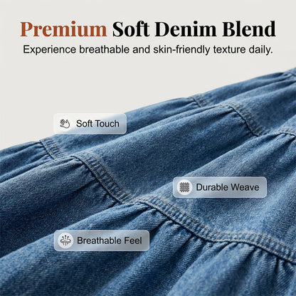 👗 LIMITED-TIME 40% OFF! ✨ Denim Maxi Skirt – High Waist, Tiered, A-Line, Button Front ✨