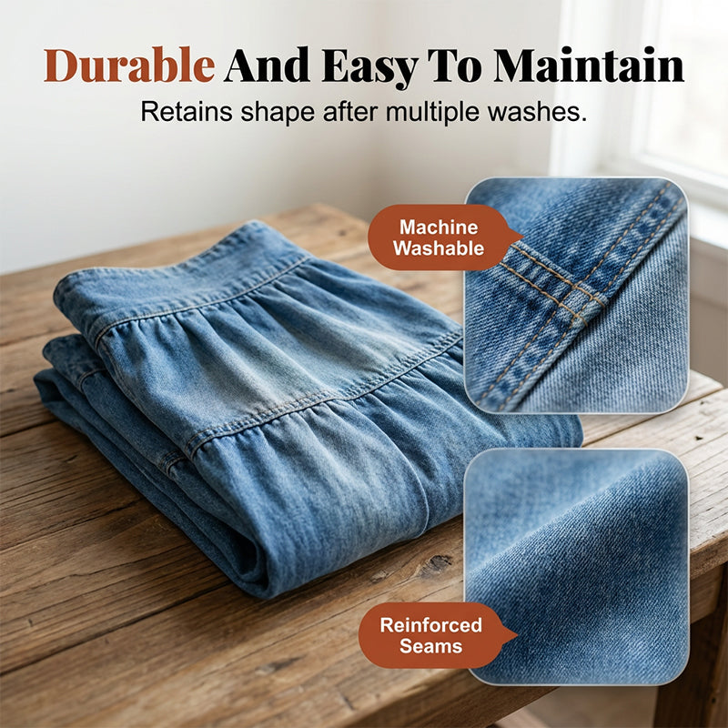 👗 LIMITED-TIME 40% OFF! ✨ Denim Maxi Skirt – High Waist, Tiered, A-Line, Button Front ✨