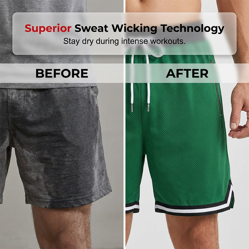 Men's Athletic Performance Shorts with Zipper Pockets
