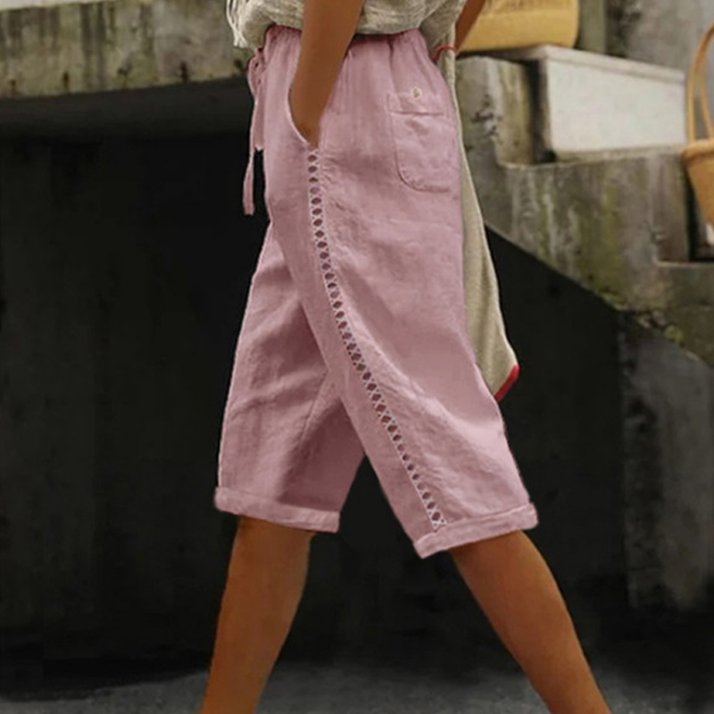 Women's capri-length summer pants with lace details