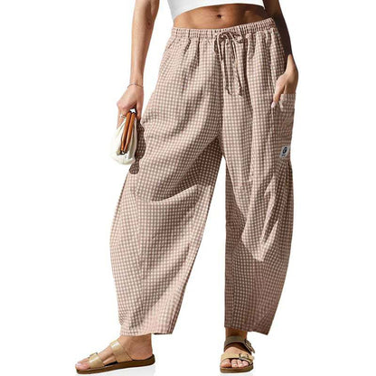 📢📢Limited-time 50% off-Summer Loose Fit Gingham Pants for Women