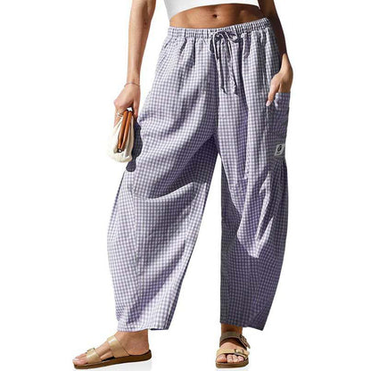 📢📢Limited-time 50% off-Summer Loose Fit Gingham Pants for Women