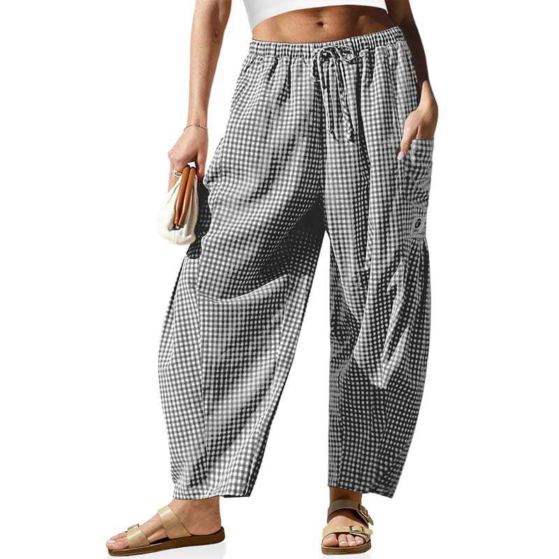 📢📢Limited-time 50% off-Summer Loose Fit Gingham Pants for Women