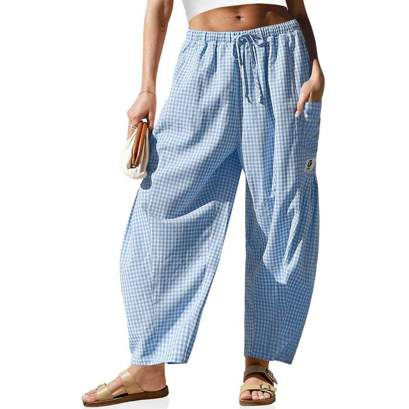 📢📢Limited-time 50% off-Summer Loose Fit Gingham Pants for Women