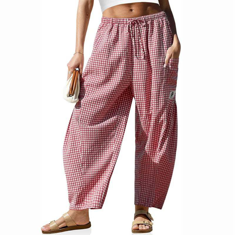 📢📢Limited-time 50% off-Summer Loose Fit Gingham Pants for Women